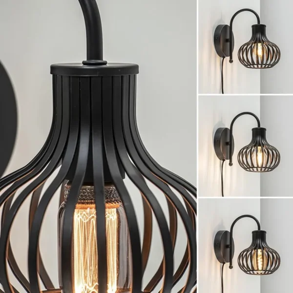Store Straluma Scandinavische wandlamp mat zwart met snoer