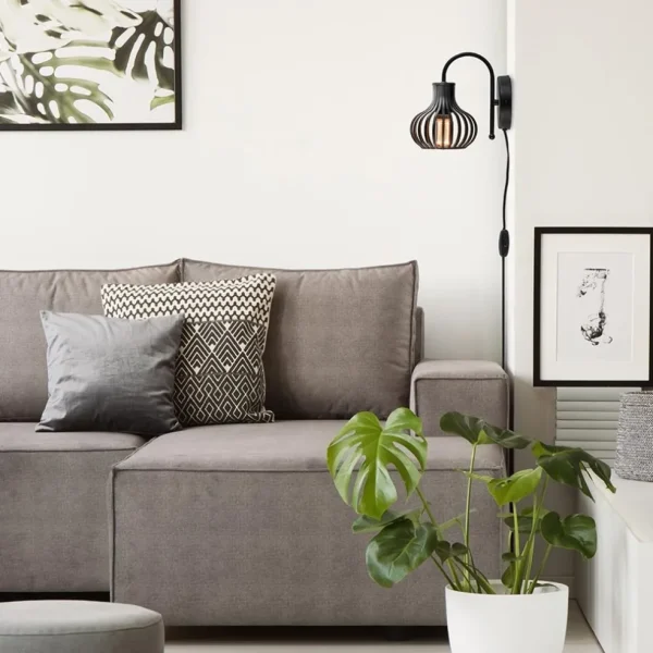 Store Straluma Scandinavische wandlamp mat zwart met snoer