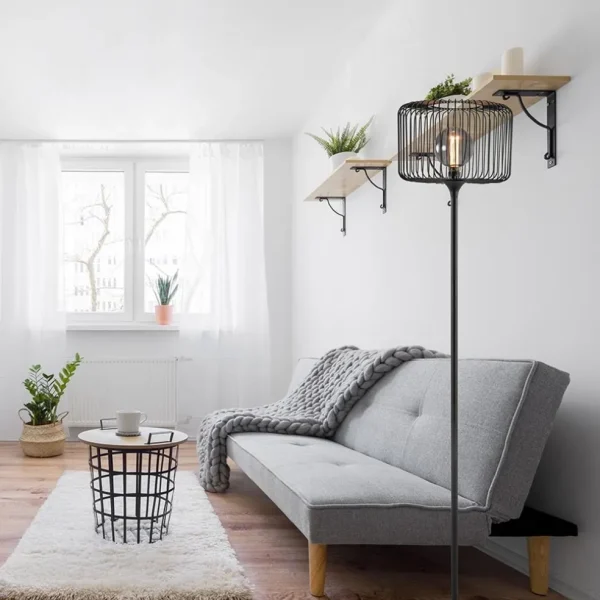 scandinavsiche_vloerlamp__4.webp Sale Straluma Scandinavsiche vloerlamp zwart met draadkorf