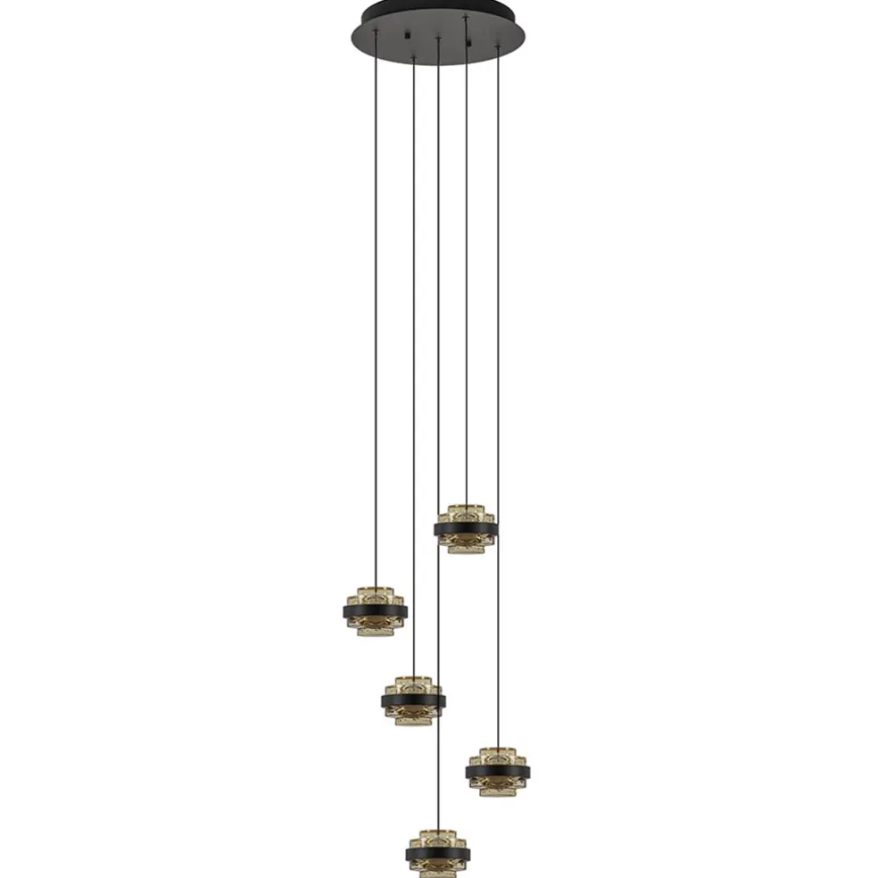 sfeervolle_lichts_hanglam_0.webp Store Straluma Sfeervolle 5-lichts hanglamp zwart/champagne inclusief LED