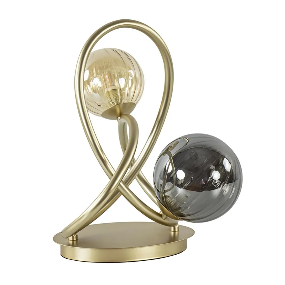 sierlijke_tafellamp_goud__0.webp Cheap Straluma Sierlijke tafellamp goud met amber en smoke glas