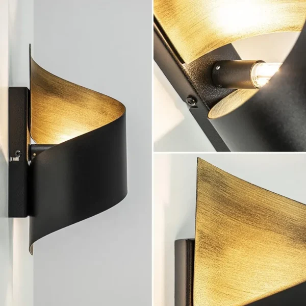 sierlijke_wandlamp_krul_z_3.webp Sale Straluma Sierlijke wandlamp krul zwart met goud