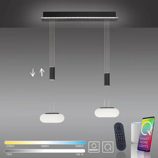 smart_hanglamp_lichts_mat_1.webp Fashion Straluma Smart hanglamp 2-lichts mat zwart met opaal glas dimbaar