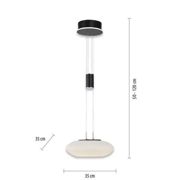 Store Straluma Smart hanglamp mat zwart met opaal glazen kap