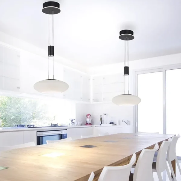 Store Straluma Smart hanglamp mat zwart met opaal glazen kap