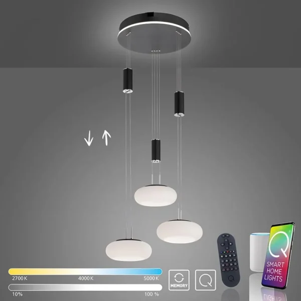 smart_hanglamp_rond_licht_1.webp Best Sale Straluma Smart hanglamp rond 3-lichts dimbaar zwart/opaal