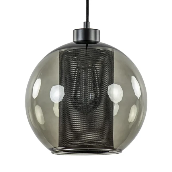 smoke_glazen_hanglamp_bol_0.webp Store Straluma Smoke glazen hanglamp bol met zwarte gaas cilinder