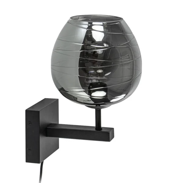smoke_glazen_wandlamp_met_0.webp Clearance Straluma Smoke glazen wandlamp met zwart inclusief snoer