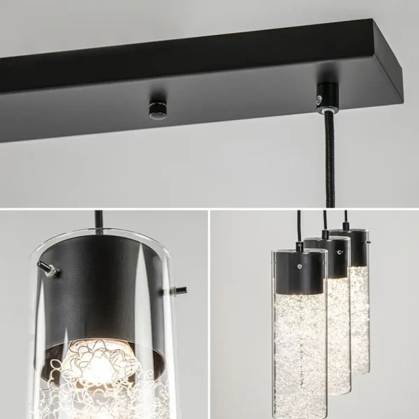 speelse_hanglamp_zwart_me_2.webp Flash Sale Straluma Speelse hanglamp zwart met helder glas 3-lichts
