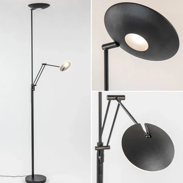 staande_uplighterleesarm__1.webp Store Straluma Staande uplighter+leesarm zwart dim.cct