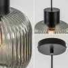 Online Straluma Stijlvolle hanglamp smoke glas geribbeld met zwart