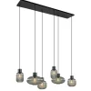 stijlvolle_lichts_eettafe_1.webp New Straluma Stijlvolle 6-lichts eettafelhanglamp zwart met smoke glas
