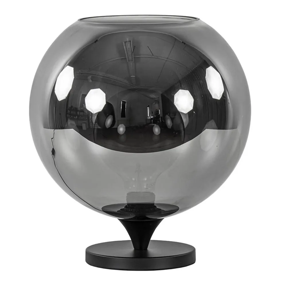 stijlvolle_tafellamp_zwar_0.webp Cheap Straluma Stijlvolle tafellamp zwart met smoke/titanium glazen bol