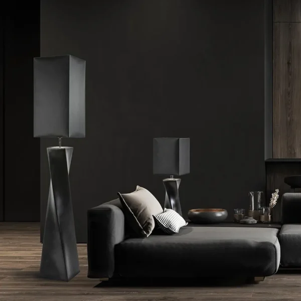 stijlvolle_vloerlamp_zwar_4.webp Best Sale Straluma Stijlvolle vloerlamp zwart keramiek met hoge kap