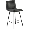 Clearance Straluma Stoere barkruk met bull lederen zitting antraciet