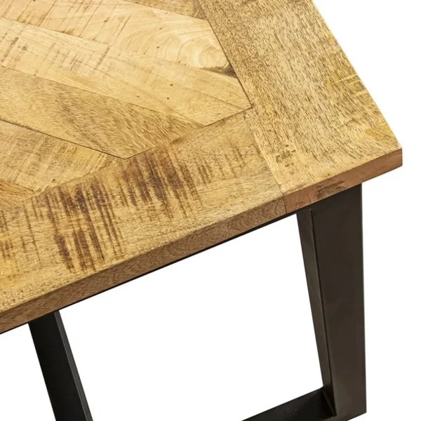 stoere_eettafel_mangohout_2.webp Cheap Straluma Stoere eettafel mangohout met visgraat en zwarte poot