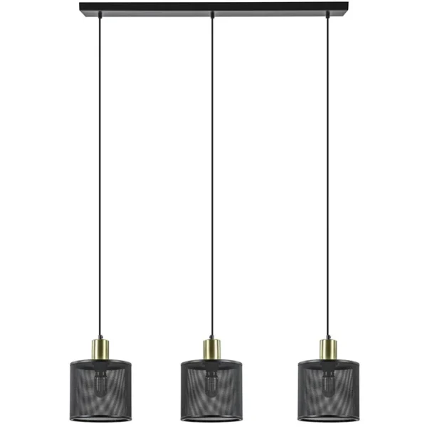 Clearance Straluma Stoere 3-lichts hanglamp mat zwart met goud