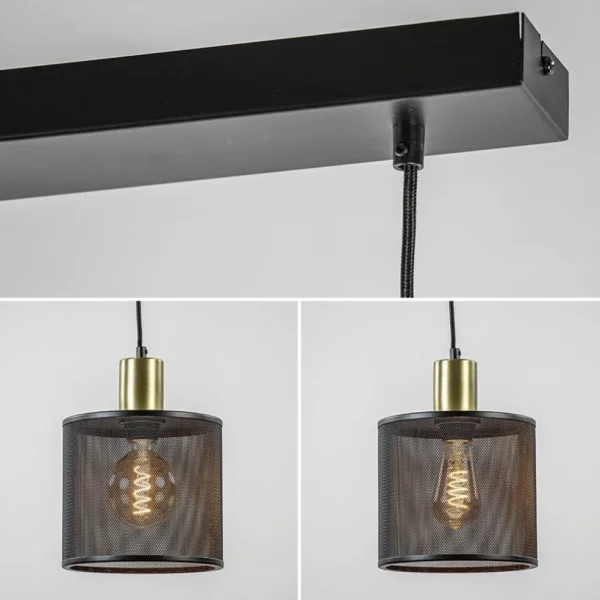 Clearance Straluma Stoere 3-lichts hanglamp mat zwart met goud