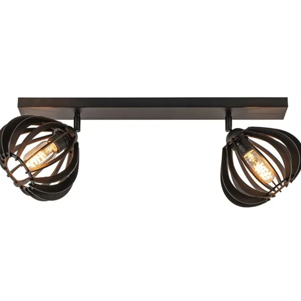 stoere_lichts_plafondlamp_1.webp Flash Sale Straluma Stoere 2-lichts plafondlamp met houten kappen zwart