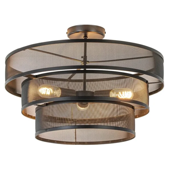 stoere_ronde_plafondlamp__1.webp New Straluma Stoere ronde plafondlamp mat zwart metaal 56 cm