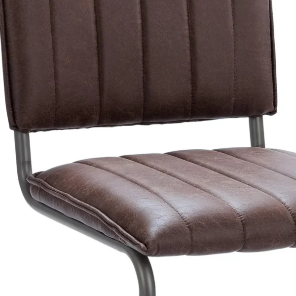 stoffen_eetkamerstoel_bru_3.webp New Straluma Stoffen eetkamerstoel bruin met gunmetal onderstel