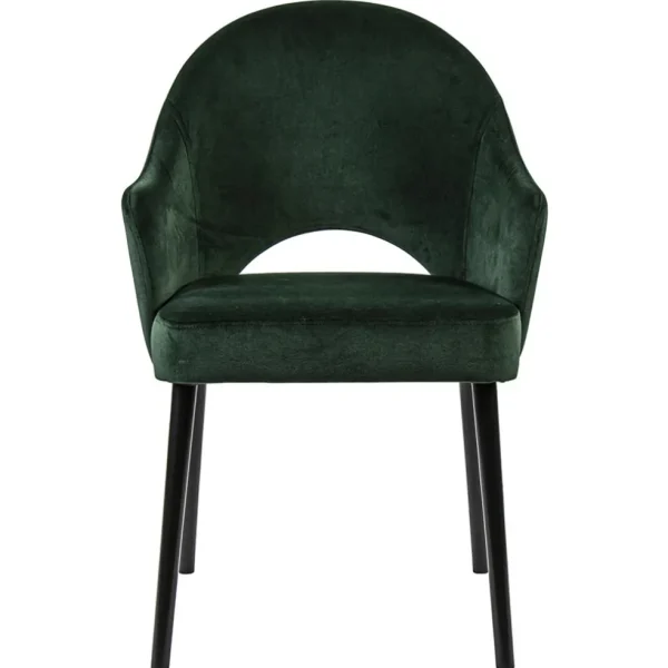 stoffen_eetkamerstoel_vel_1.webp Clearance Straluma Stoffen eetkamerstoel velours groen met zwarte houten poot