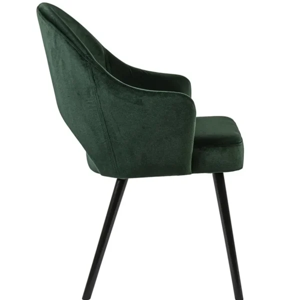 stoffen_eetkamerstoel_vel_2.webp Clearance Straluma Stoffen eetkamerstoel velours groen met zwarte houten poot