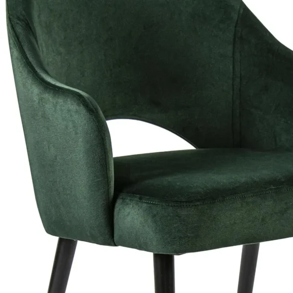 stoffen_eetkamerstoel_vel_3.webp Clearance Straluma Stoffen eetkamerstoel velours groen met zwarte houten poot