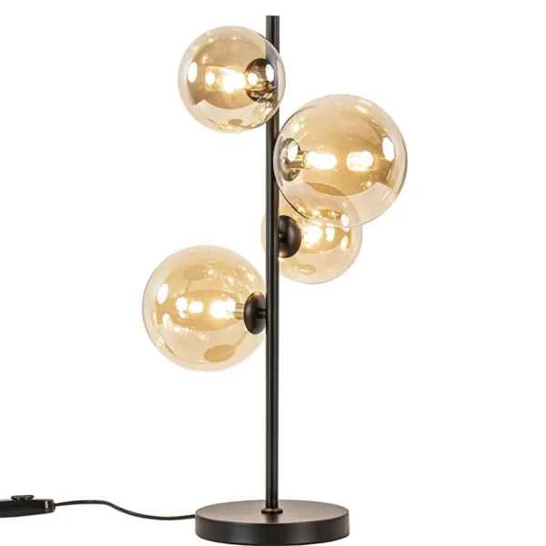 strak_klassieke_tafellamp_1-4.webp Best Sale Straluma Strak klassieke tafellamp zwart met amber glas