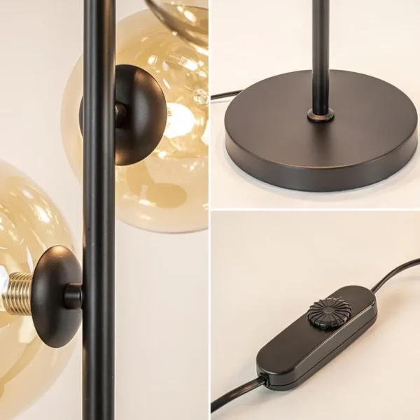 strak_klassieke_tafellamp_3-4.webp Best Sale Straluma Strak klassieke tafellamp zwart met amber glas