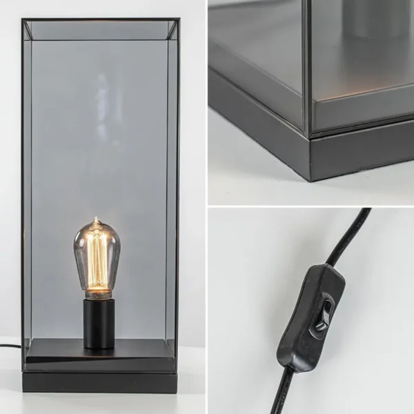 Online Straluma Tafellamp Askjer mat zwart met smoke glas