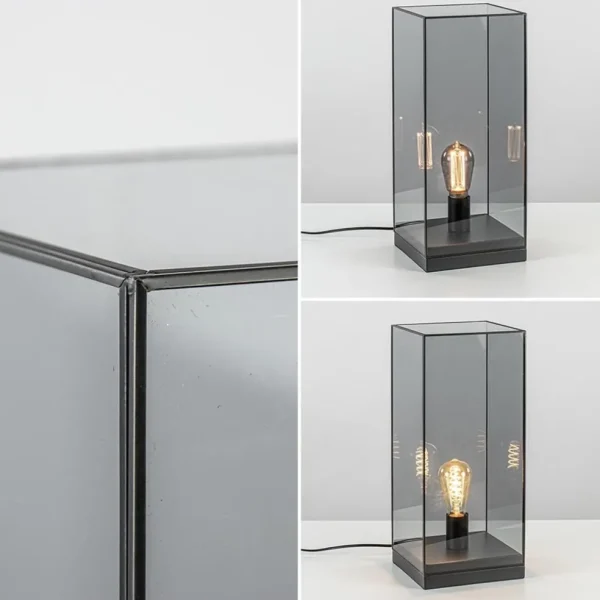 Online Straluma Tafellamp Askjer mat zwart met smoke glas