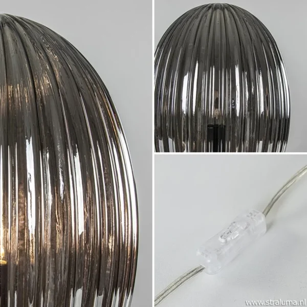 tafellamp_egg_rib_smoke_g_3.webp Shop Straluma Tafellamp Egg Rib smoke glas