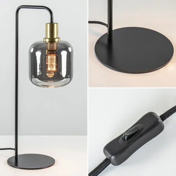 Best Sale Straluma Tafellamp Lekar zwart/brons met smoke glazen kap