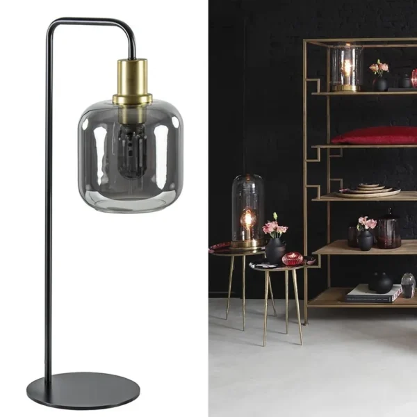 Best Sale Straluma Tafellamp Lekar zwart/brons met smoke glazen kap