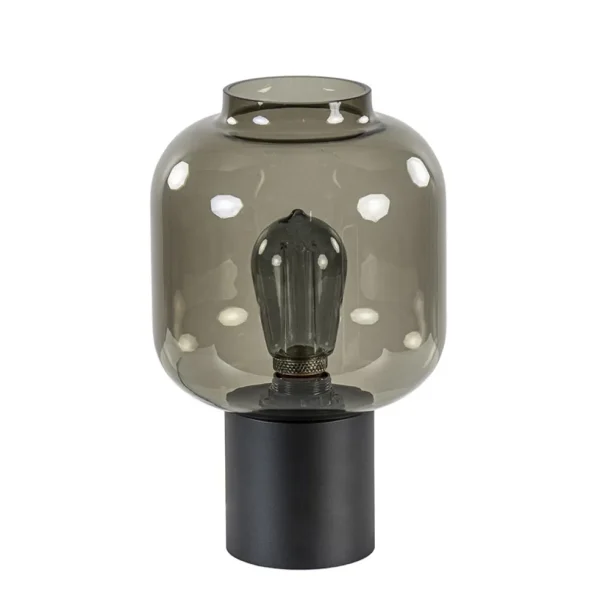 Outlet Straluma Tafellamp Lett zwart + smoke glas 20cm