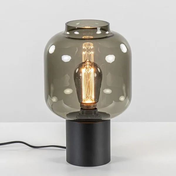 Outlet Straluma Tafellamp Lett zwart + smoke glas 20cm