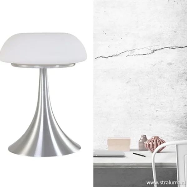 Clearance Straluma Tafellamp Purissima staal met opaal glas