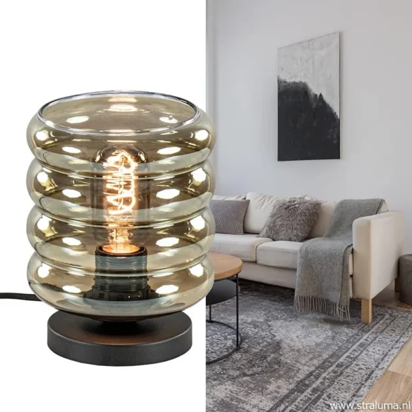 Best Sale Straluma Tafellamp Quinto cilinder rib smoke/zw