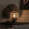 Best Straluma Tafellamp zwart met ronde smoke glazen kap