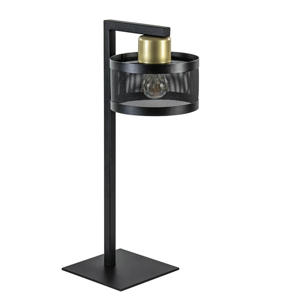 Shop Straluma Tafellamp zwart/goud met ronde kap