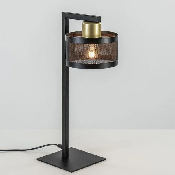 Shop Straluma Tafellamp zwart/goud met ronde kap