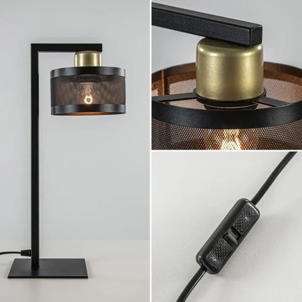 Shop Straluma Tafellamp zwart/goud met ronde kap