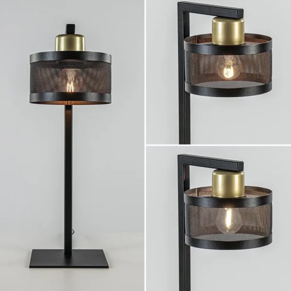 Shop Straluma Tafellamp zwart/goud met ronde kap