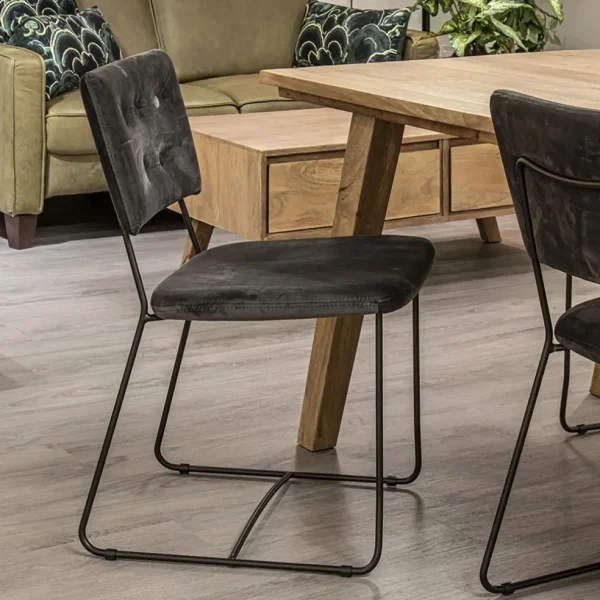 Shop Straluma Trendy eetkamerstoel velvet grijs met metalen poot