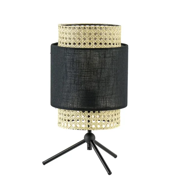 trendy_tafellamp_driepoot_0.webp Discount Straluma Trendy tafellamp driepoot zwart met webbing