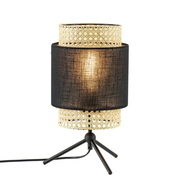 trendy_tafellamp_driepoot_1.webp Discount Straluma Trendy tafellamp driepoot zwart met webbing
