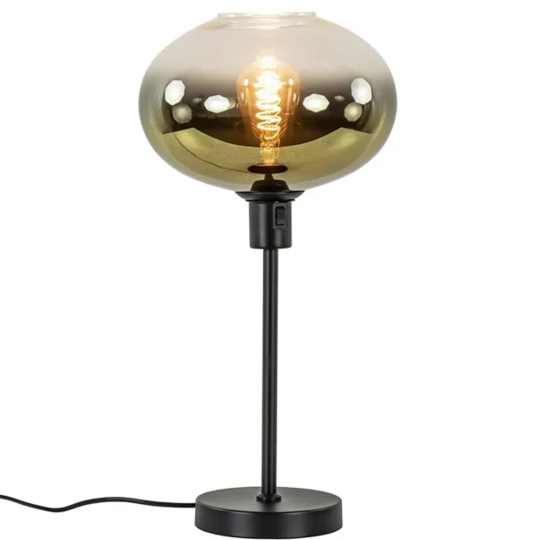 trendy_tafellamp_zwart_me_1.webp Shop Straluma Trendy tafellamp zwart met glazen kap helder/goud
