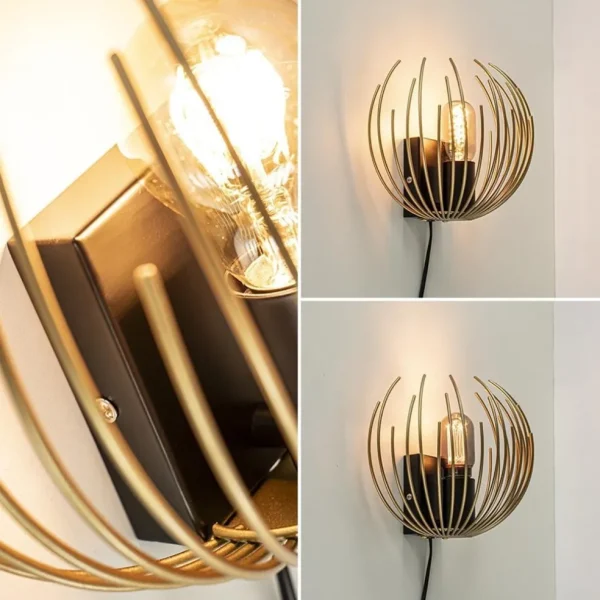 Cheap Straluma Trendy wandlamp goud met zwart inclusief snoer