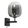 trendy_wandlamp_zwart_met_0.webp Online Straluma Trendy wandlamp zwart met smoke glazen kap en snoer